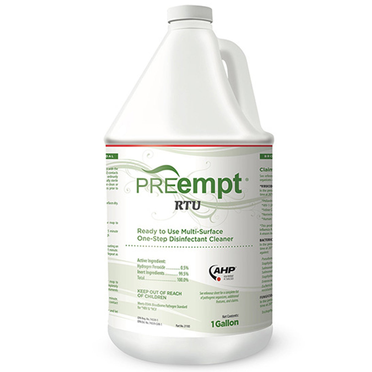 Surface Disinfectant Cleaner PREempt® RTU Peroxide Based Manual Pour Liquid 1 gal. Jug Scented NonSterile - BeHope