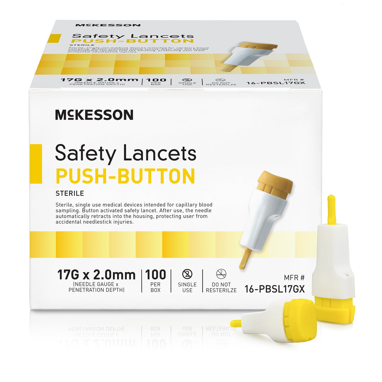 Safety Lancet McKesson 1.5 mm Blade Retractable Push Button Activation Finger - BeHope