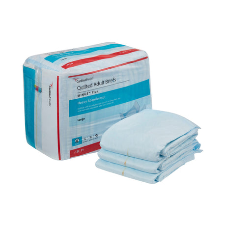 Unisex Adult Incontinence Brief Wings™ Plus Quilted Large Disposable Heavy Absorbency - BeHope