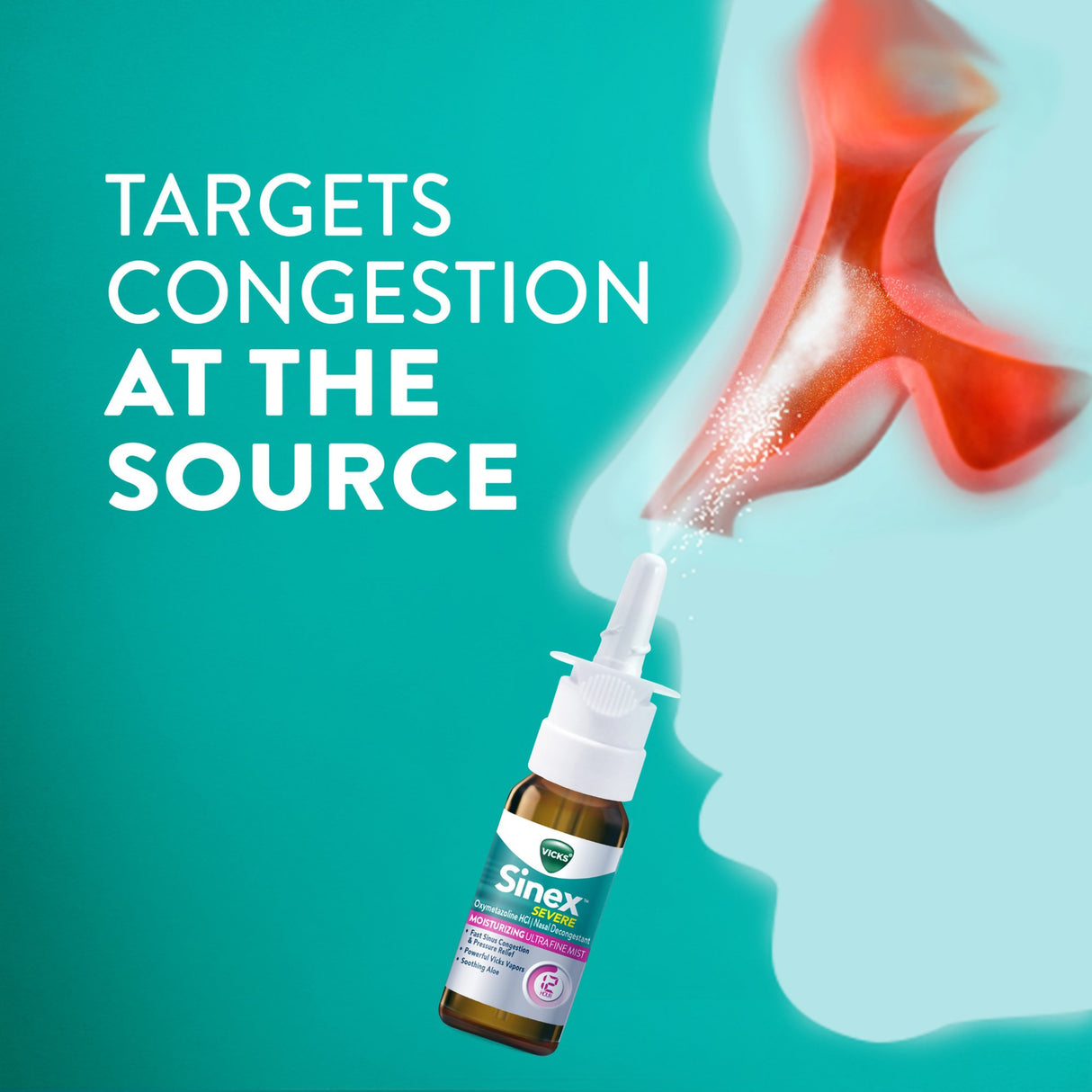 Nasal Decongestant Vicks® Sinex™ Severe Ultra Fine 0.05% Nasal Spray 0.5 oz. - BeHope