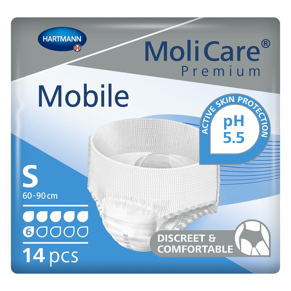Unisex Adult Absorbent Underwear MoliCare® Premium Mobile 6D Pull On with Tear Away Seams Small Disposable Moderate Absorbency - BeHope