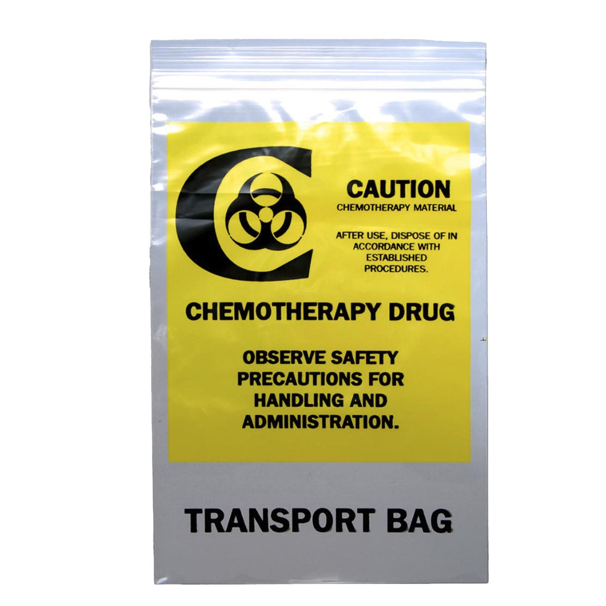 Hazardous Drug Bag LK® Biohazard Symbol / Chemotherapy Drug / Transport Bag Clear / Yellow 9 X 12 Inch - BeHope