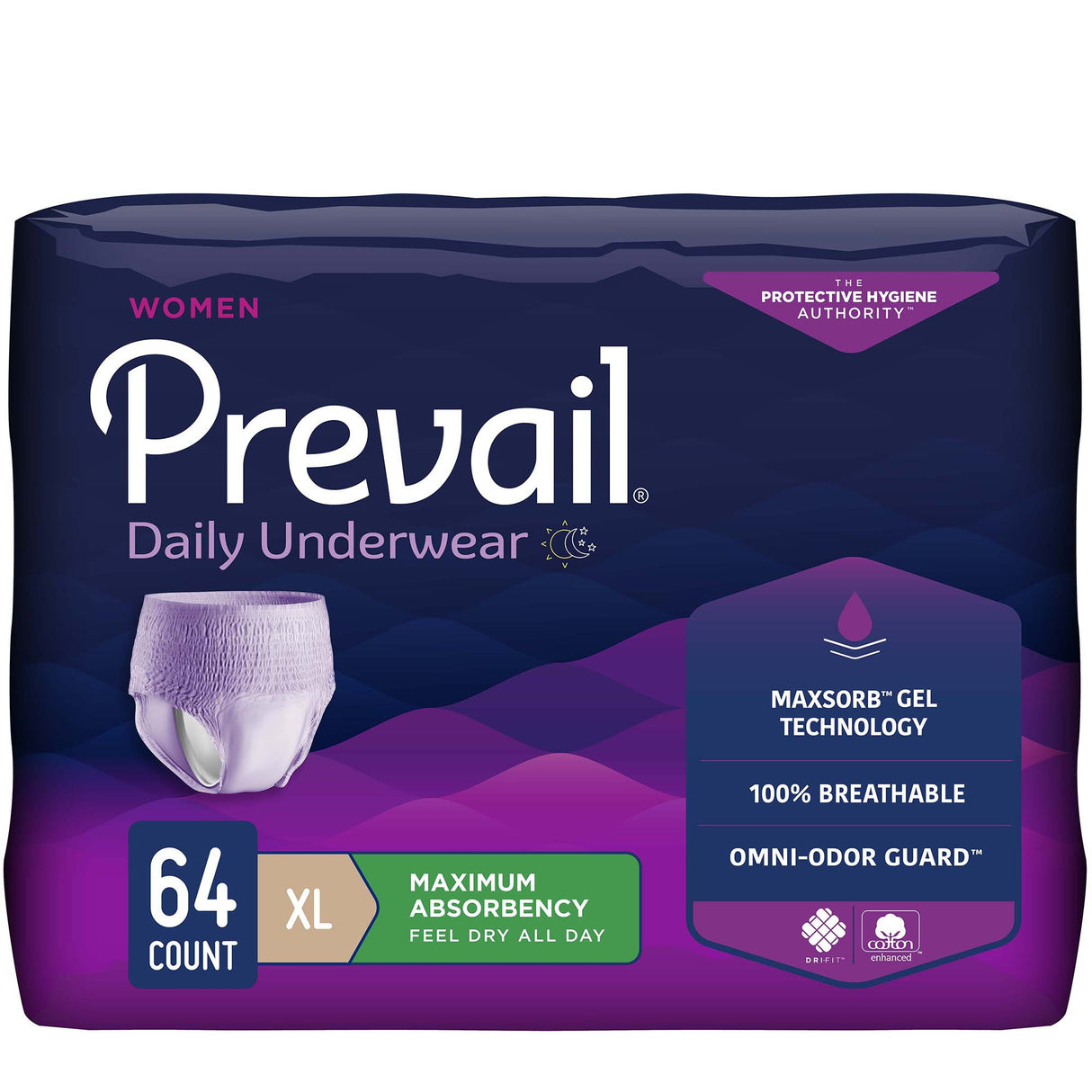 Female Adult Absorbent Underwear Prevail® Daily Underwear Pull On with Tear Away Seams X-Large Disposable Heavy Absorbency - BeHope