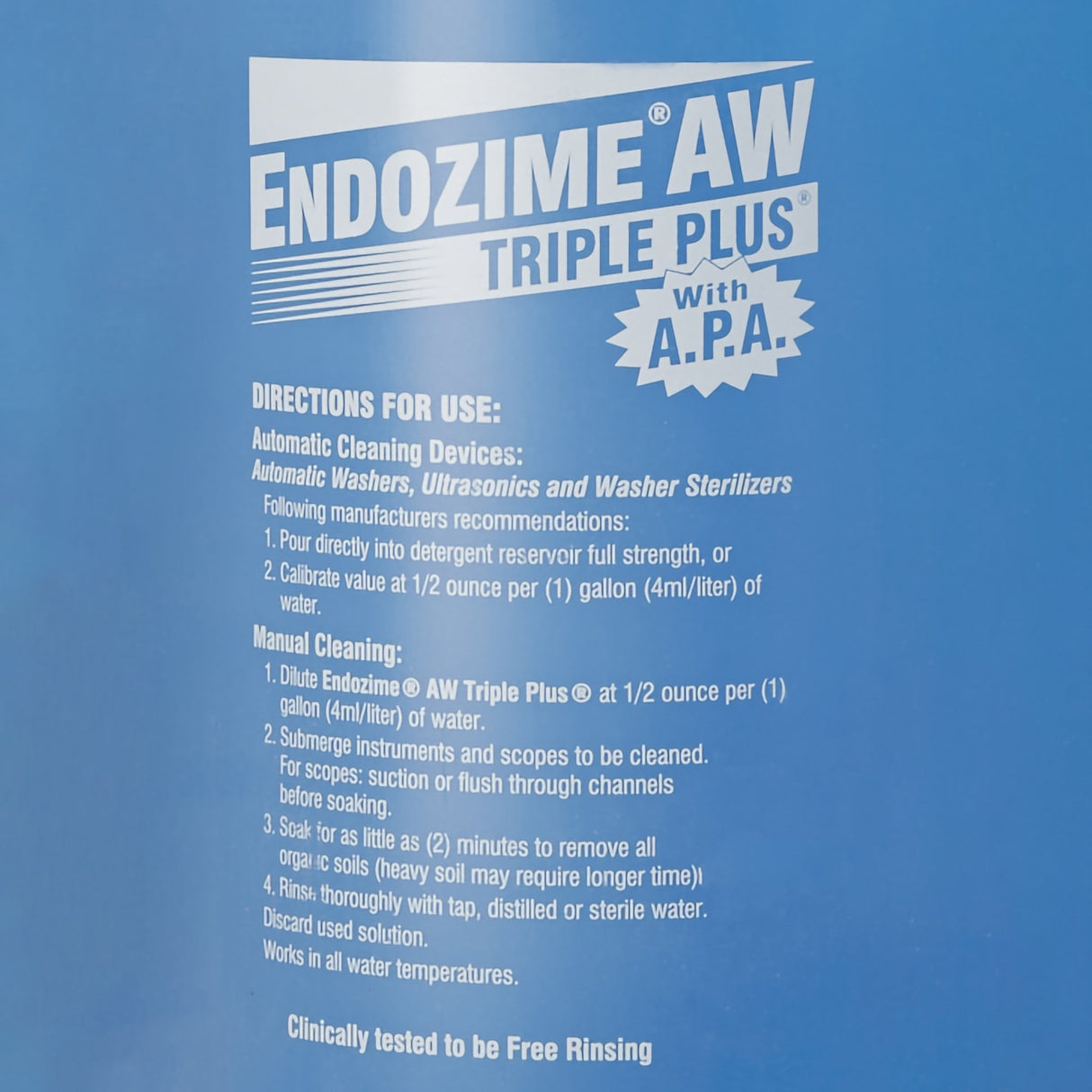 Multi-Enzymatic Instrument Detergent Endozime® AW Triple Plus® with APA Liquid 1 gal. Jug Tropical Scent - BeHope
