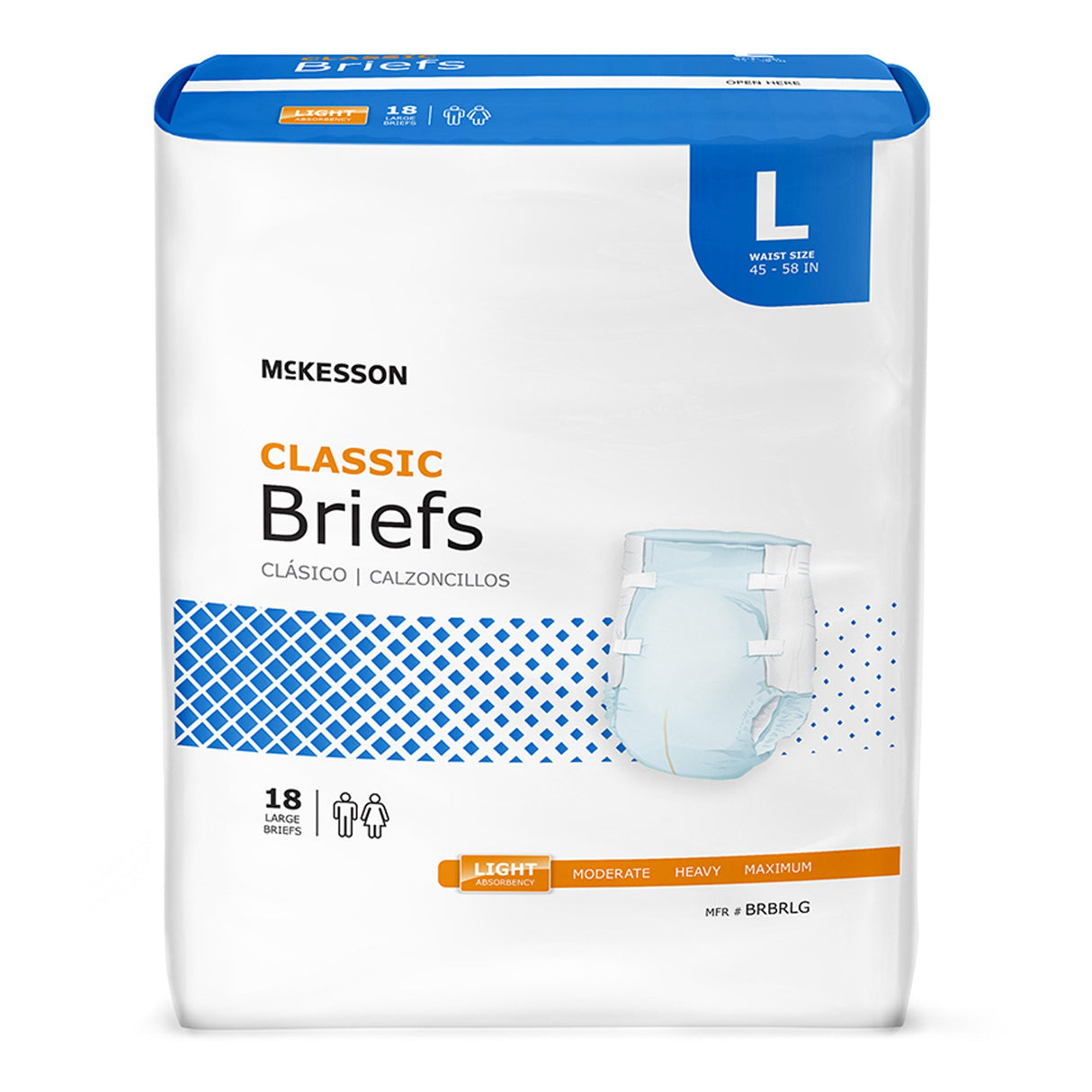 Unisex Adult Incontinence Brief McKesson Classic Large Disposable Light Absorbency - BeHope