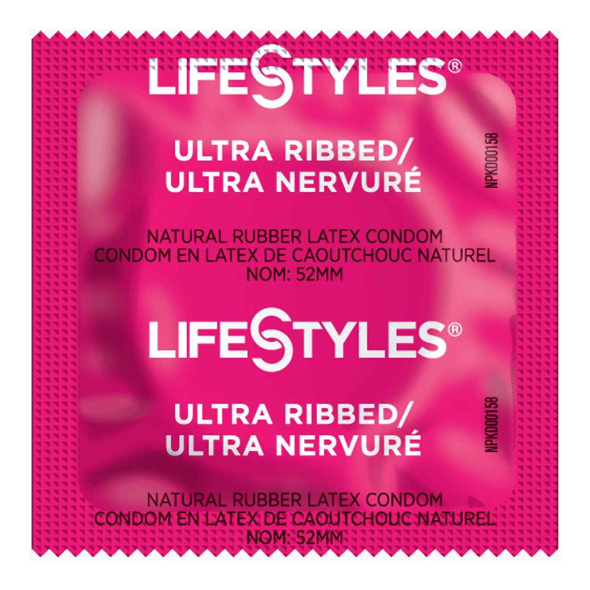 Condom Lifestyles Ultra Ribbed Lubricated One Size Fits Most 1,008 per Case - BeHope