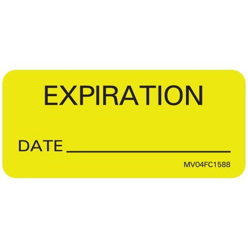 Pre-Printed Label MedVision® Auxiliary Label Yellow Paper Expiration Black Quality Control Label 1X 2-1/4 Inch - BeHope