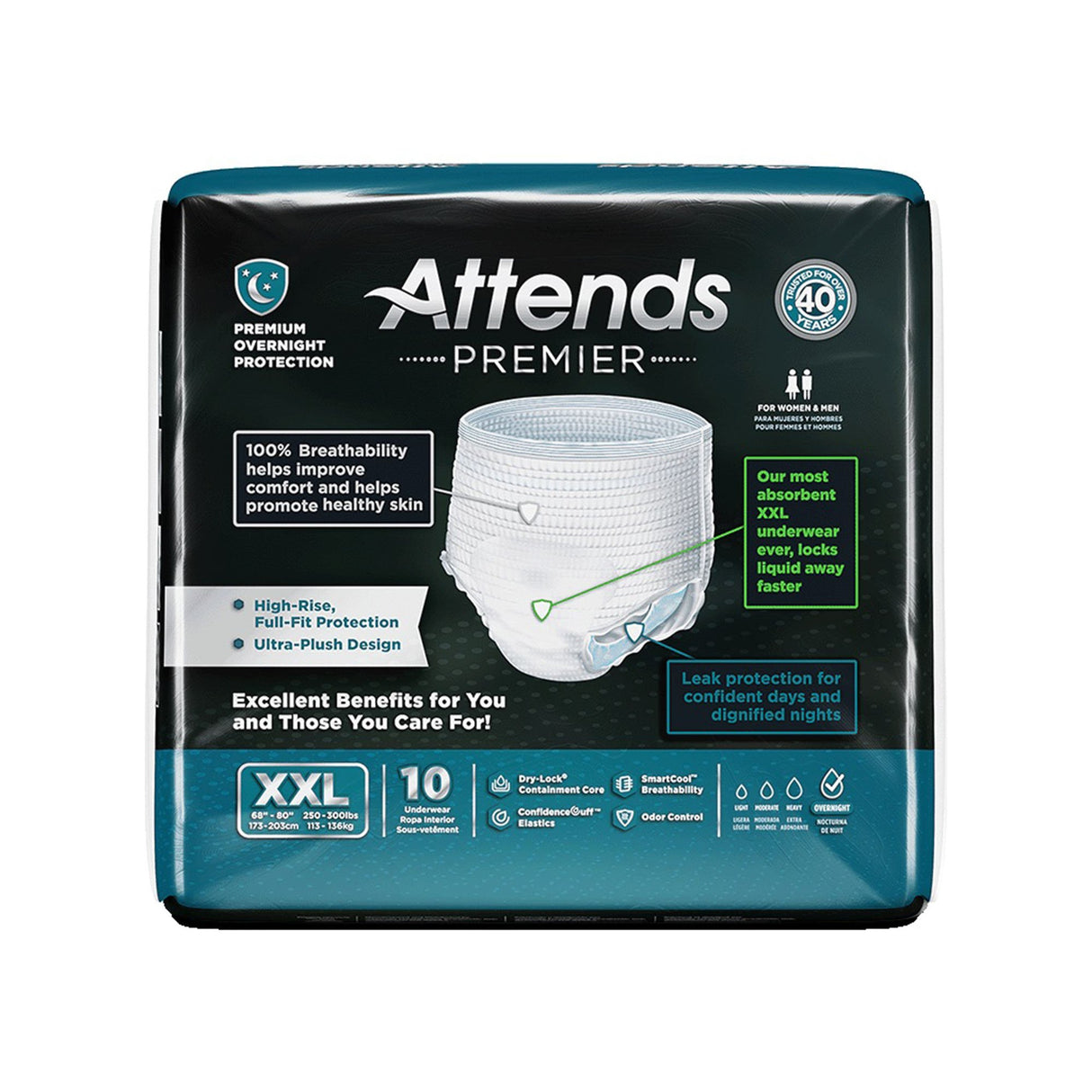Unisex Adult Absorbent Underwear Attends® Premier Pull On with Tear Away Seams 2X-Large Disposable Heavy Absorbency - BeHope