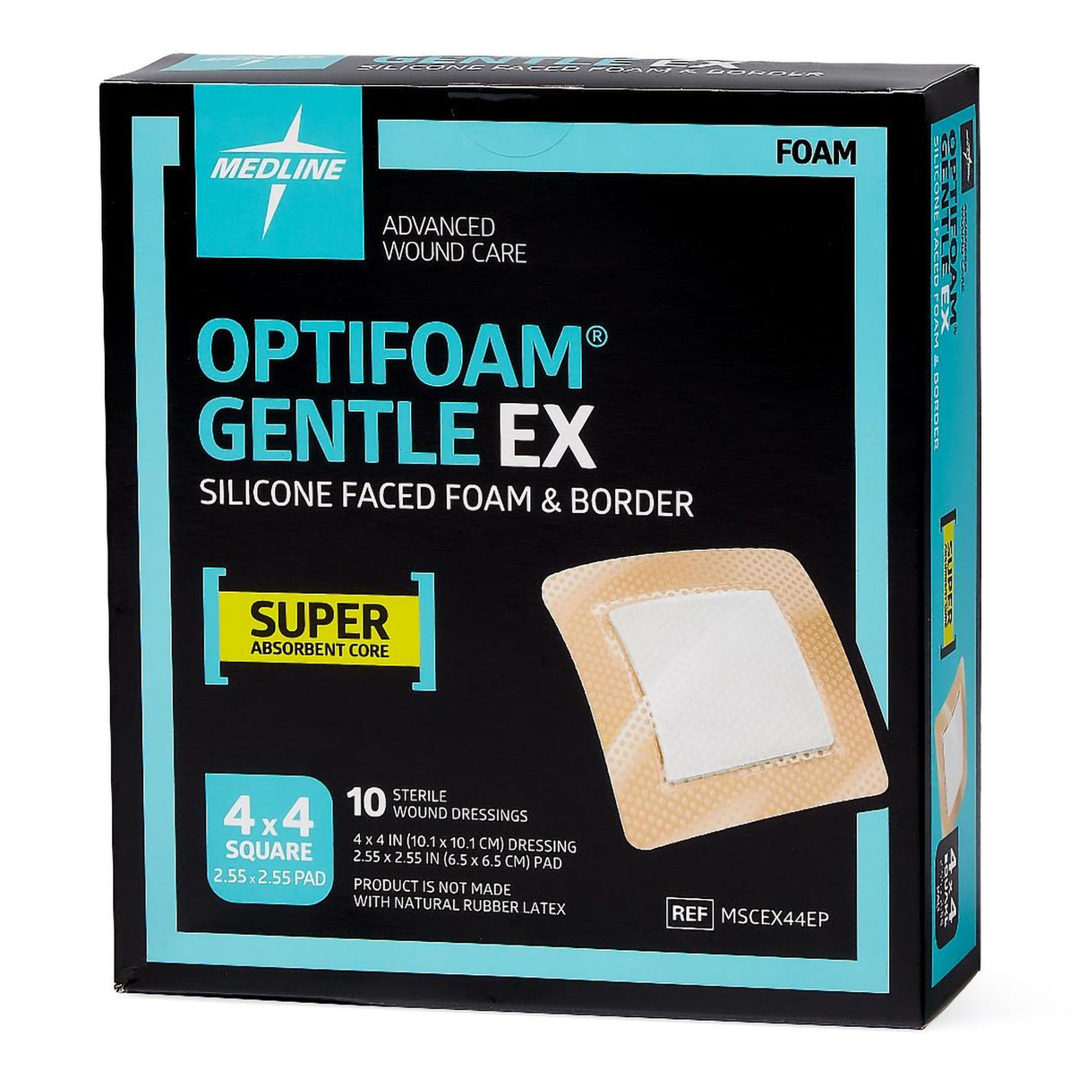 Foam Dressing Optifoam® Gentle EX 4 X 4 Inch With Border Waterproof Backing Silicone Face and Border Square Sterile - BeHope