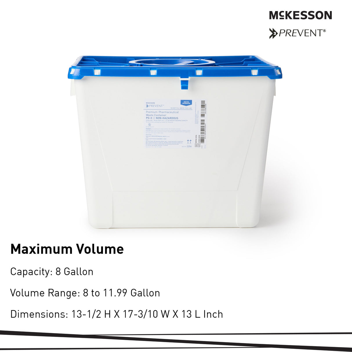 Pharmaceutical Waste Container McKesson Prevent® White Base 13-1/2 H X 17-3/10 W X 13 L Inch Vertical Entry 8 Gallon - BeHope