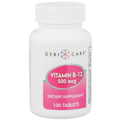 Vitamin Supplement Geri-Care® Vitamin B12 500 mcg Strength Tablet 100 per Bottle - BeHope