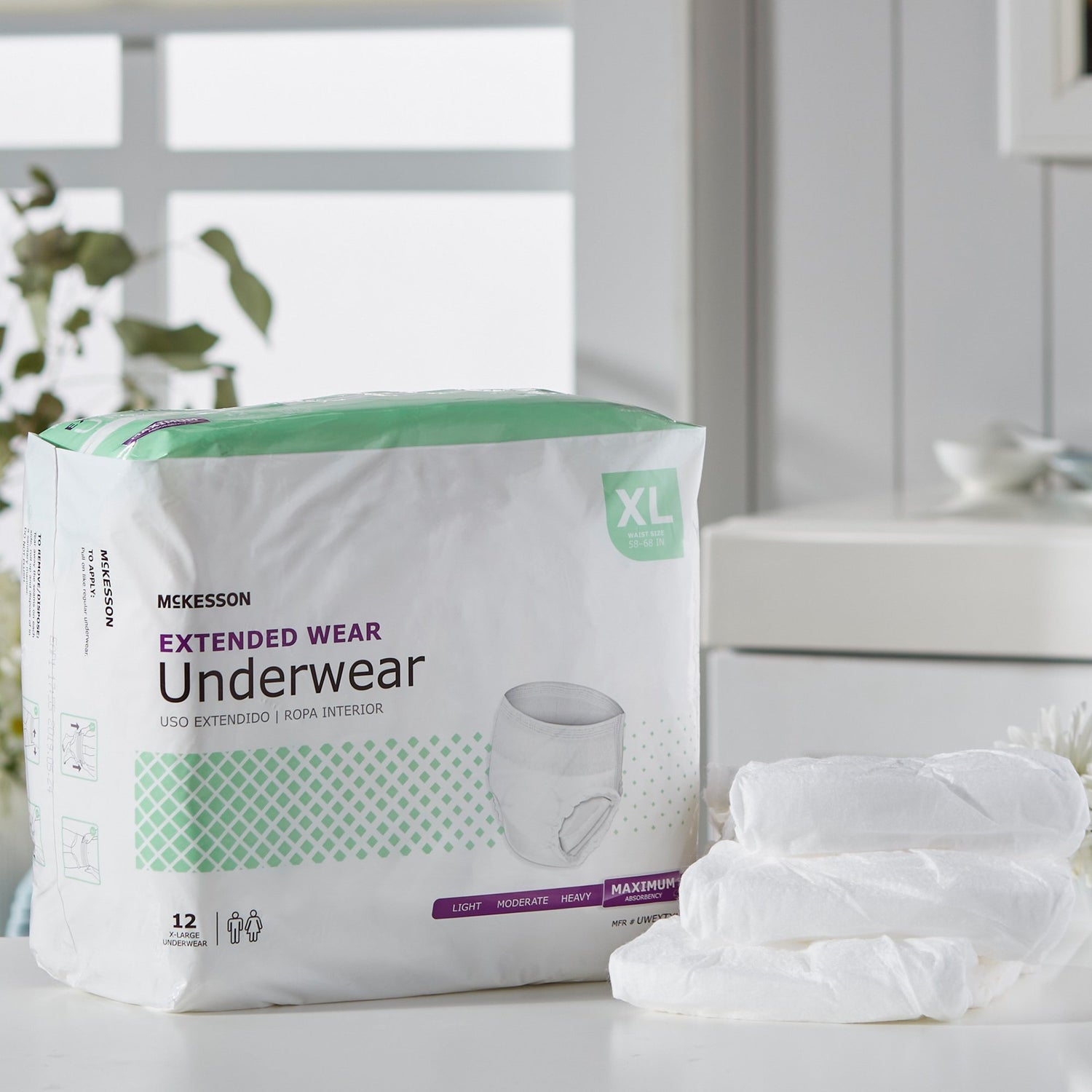 Unisex Adult Absorbent Underwear McKesson Pull On with Tear Away Seams X-Large Disposable Heavy Absorbency - BeHope