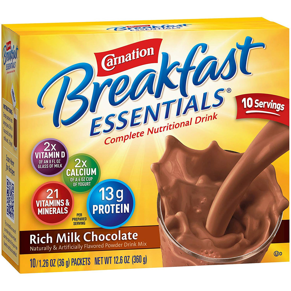 Oral Supplement Carnation Breakfast Essentials® Rich Milk Chocolate Flavor Powder 1.26 oz. Individual Packet - BeHope