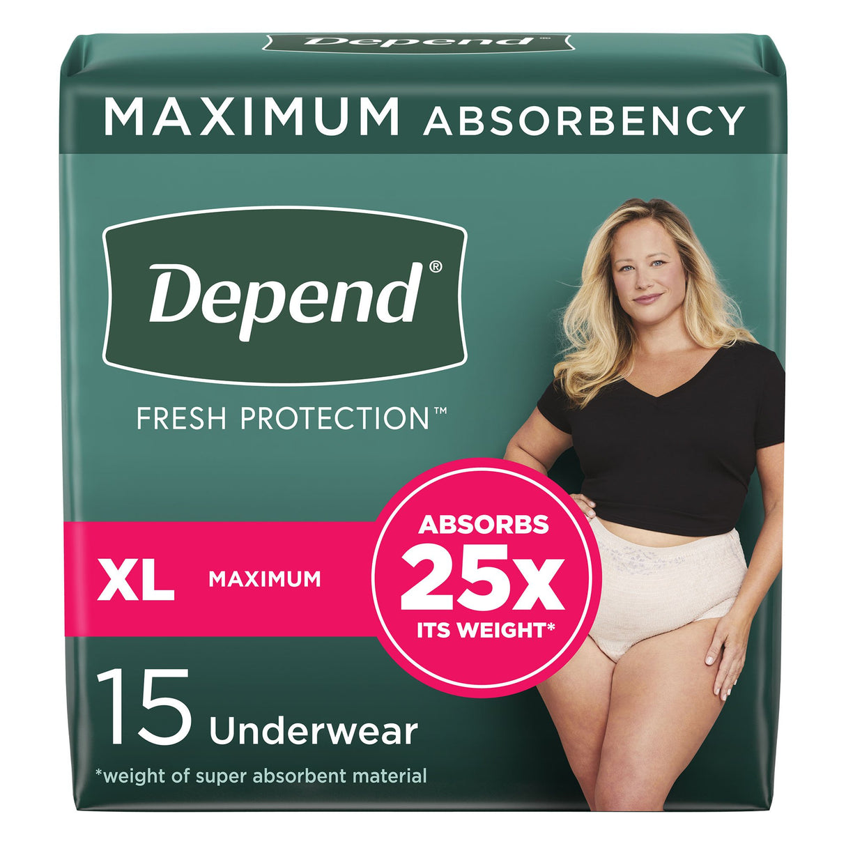 Female Adult Absorbent Underwear Depend® Fresh Protection Waistband Style X-Large Disposable Heavy Absorbency - BeHope