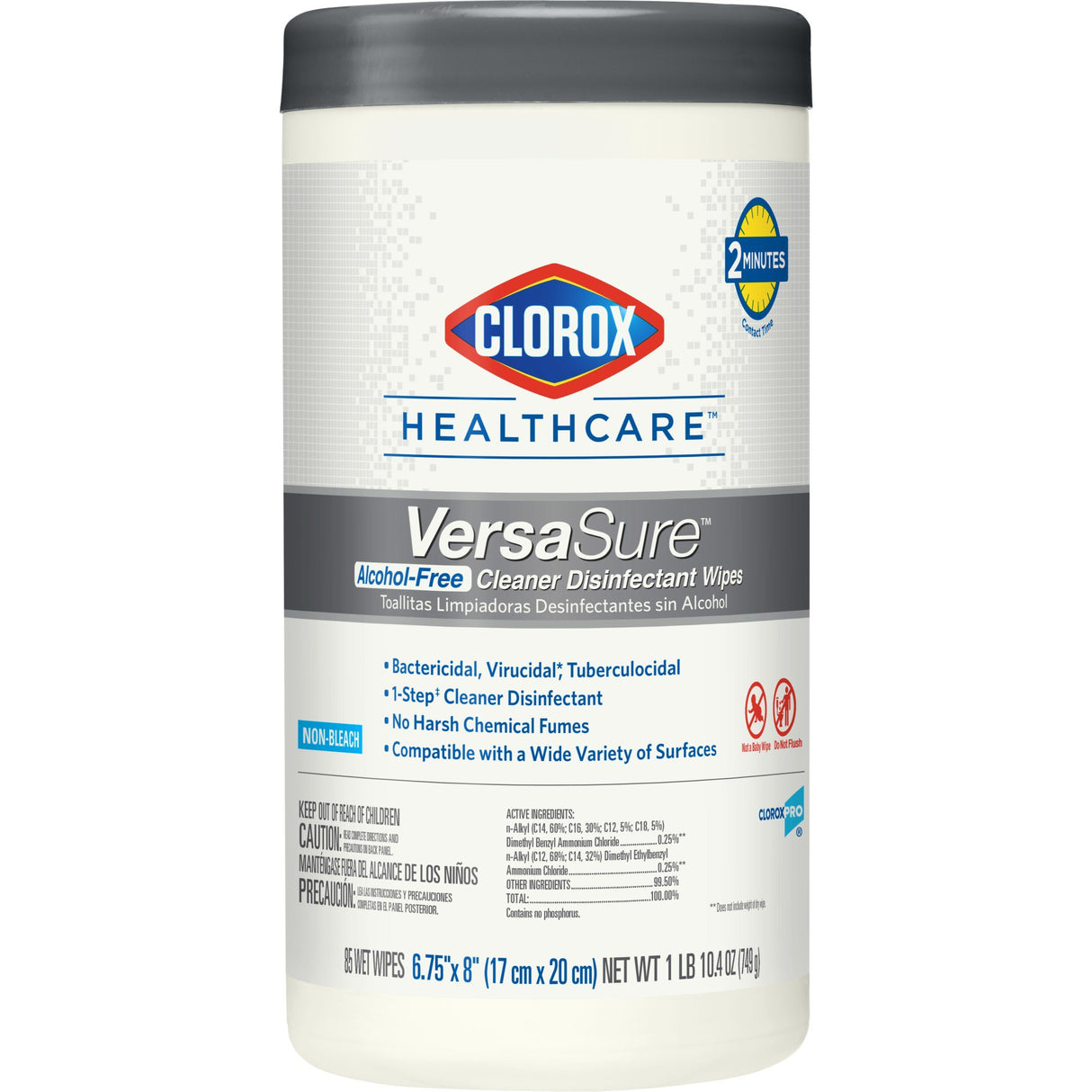 Surface Disinfectant Cleaner Clorox Healthcare® VersaSure™ Premoistened Quaternary Based Manual Pull Wipe 85 Count Canister Scented NonSterile - BeHope