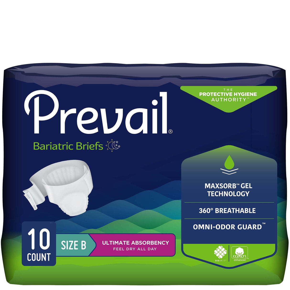 Unisex Adult Incontinence Brief Prevail® Bariatric Bariatric Size B Disposable Heavy Absorbency - BeHope