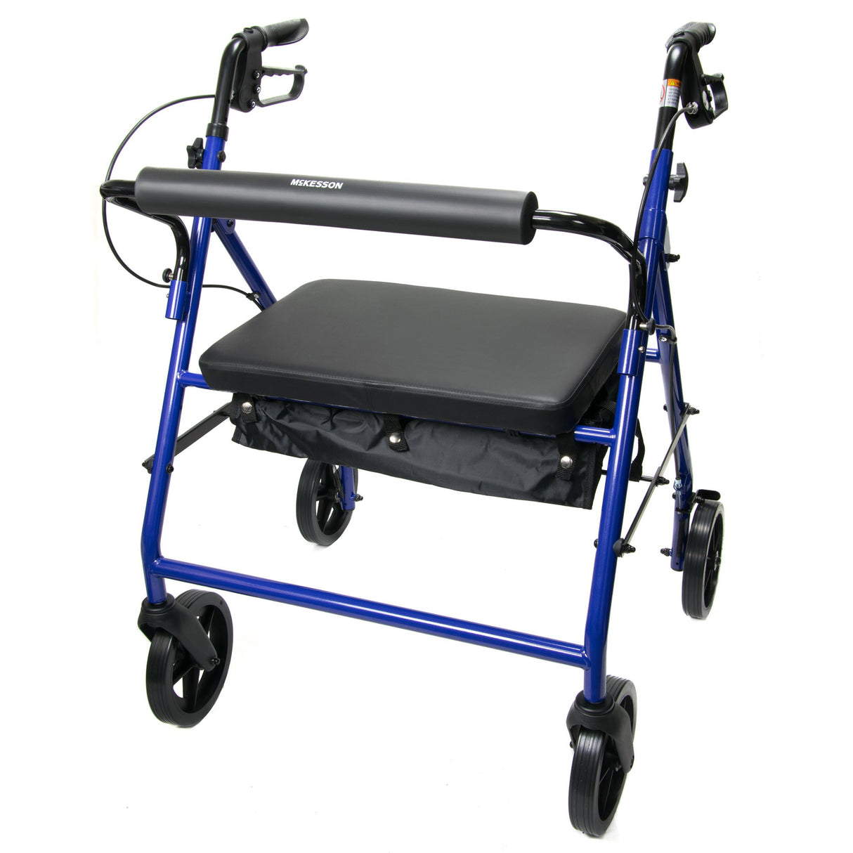 Bariatric 4 Wheel Rollator McKesson Blue Adjustable Height / Heavy Duty / Folding Steel Frame - BeHope