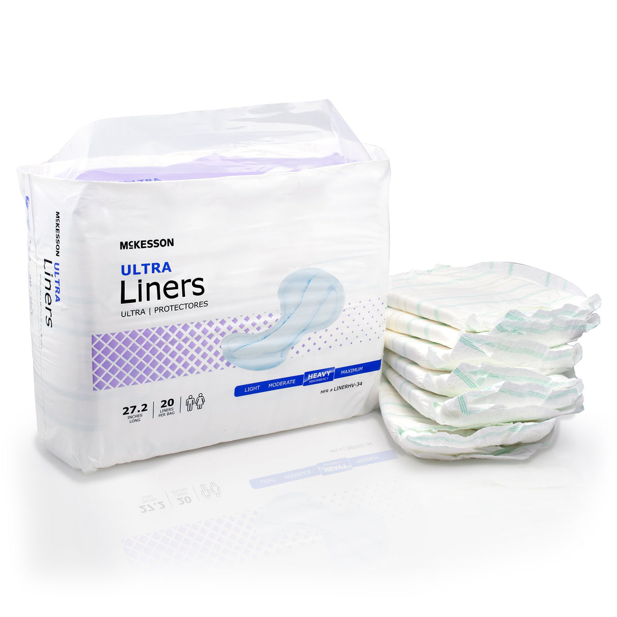 Incontinence Liner McKesson Ultra 27-1/5 Inch Length Heavy Absorbency Polymer Core One Size Fits Most - BeHope