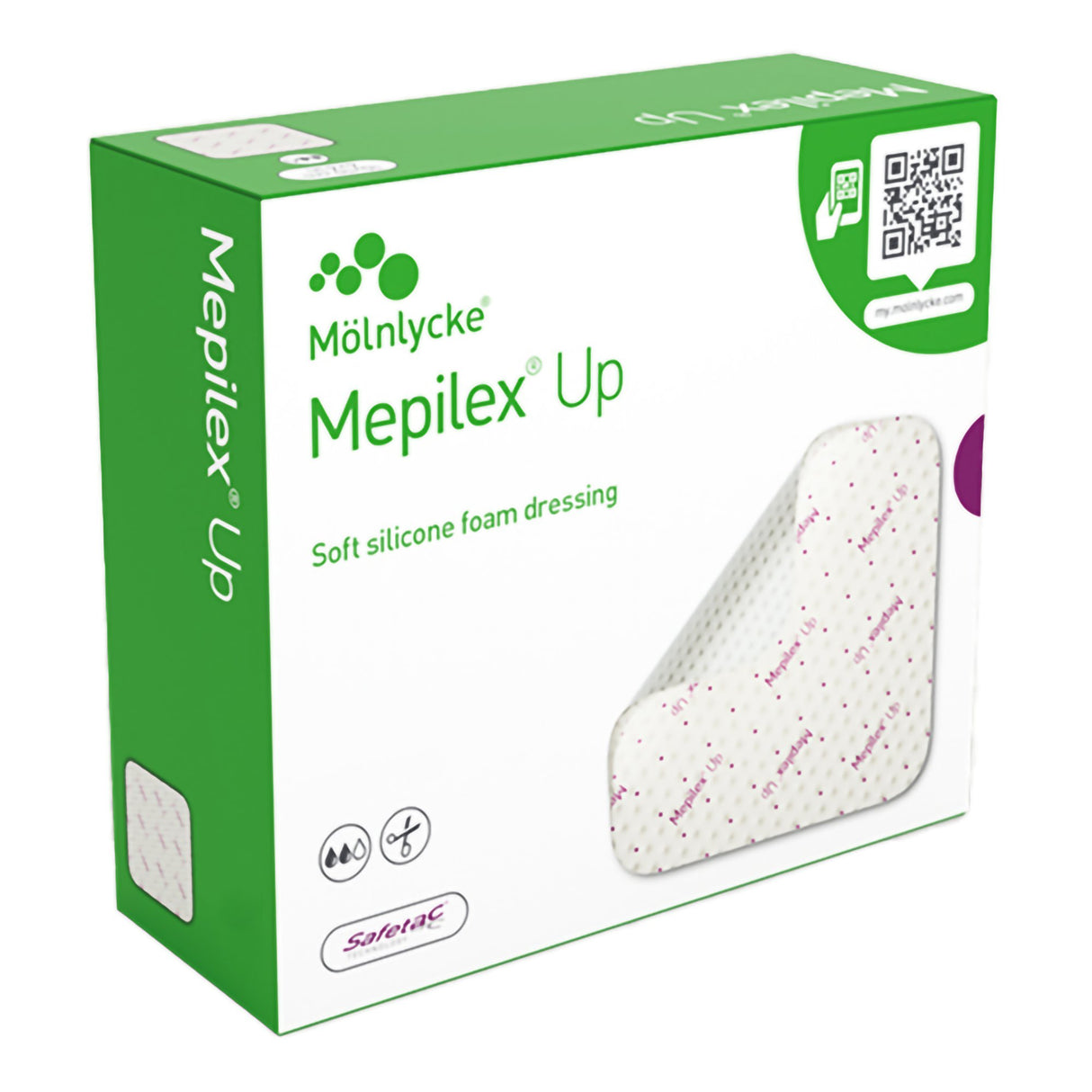 Foam Dressing Mepilex® Up 6 X 6 Inch Without Border Without Film Backing Silicone Adhesive Square Sterile - BeHope