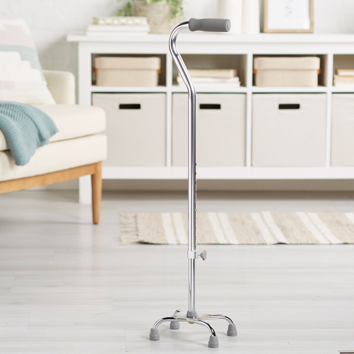 Small Base Quad Cane McKesson Steel 30 to 39 Inch Height Chrome - BeHope