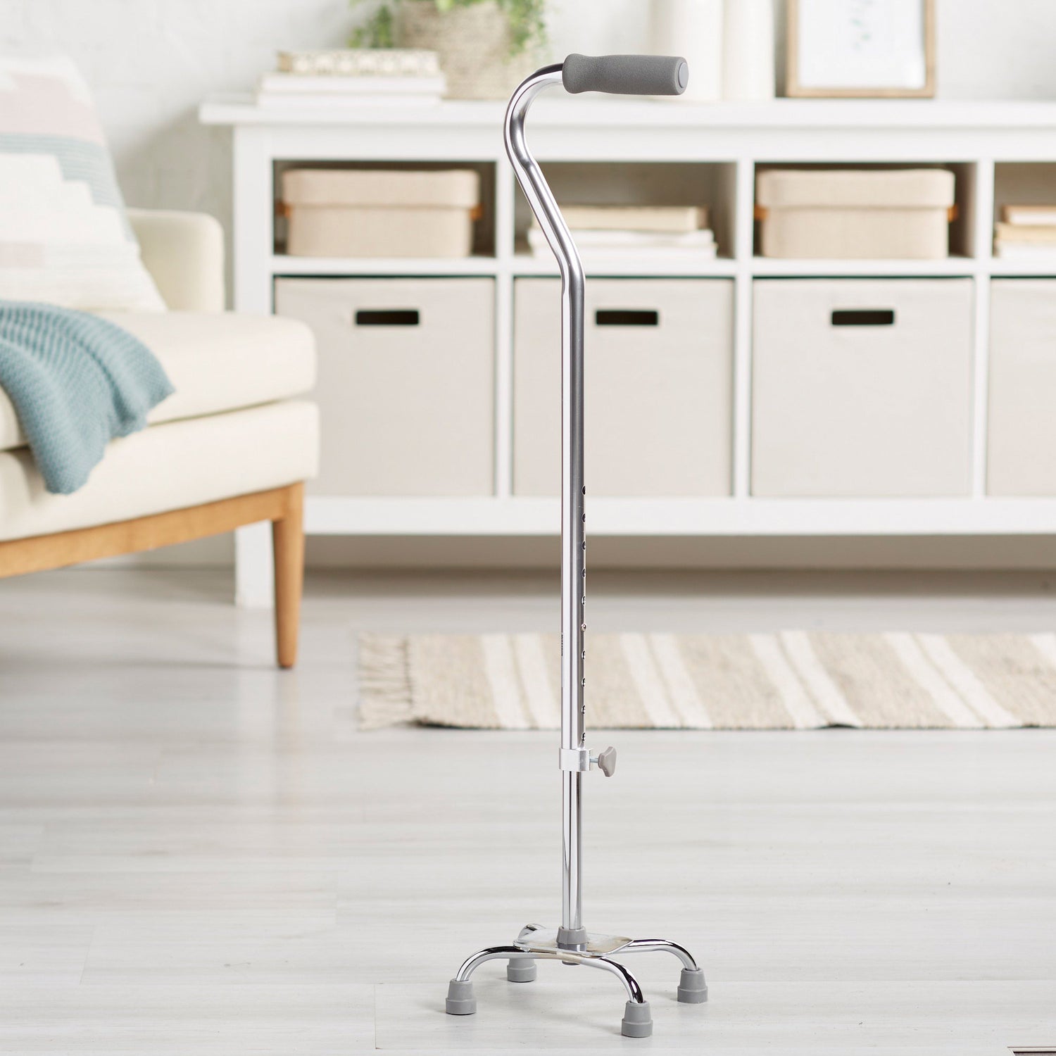 Small Base Quad Cane McKesson Steel 30 to 39 Inch Height Chrome - BeHope