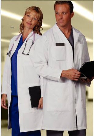 Lab Coat White Large Knee Length 65% Polyester / 35% Cotton Reusable - BeHope