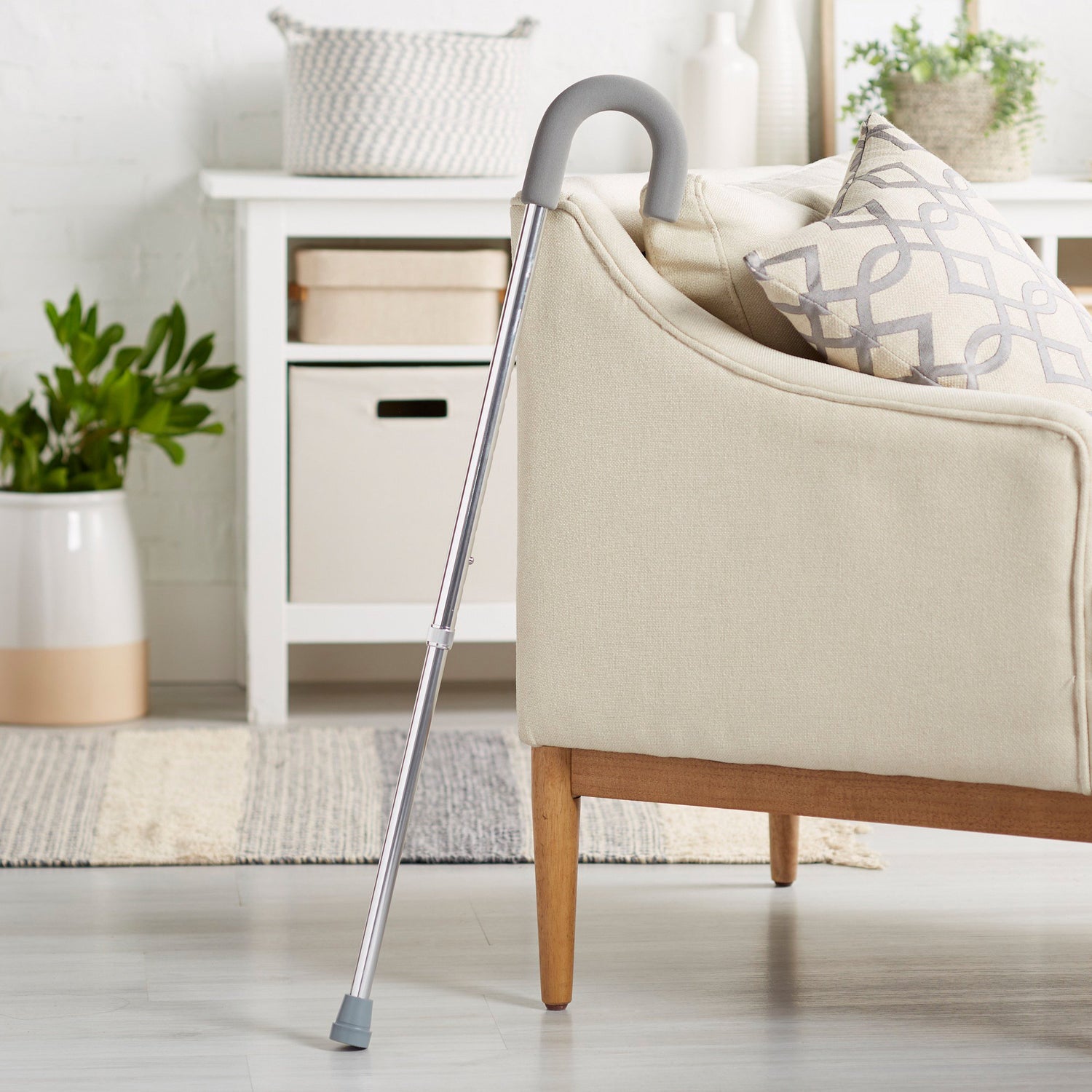 Round Handle Cane McKesson Aluminum 28-3/4 to 37-3/4 Inch Height Silver - BeHope