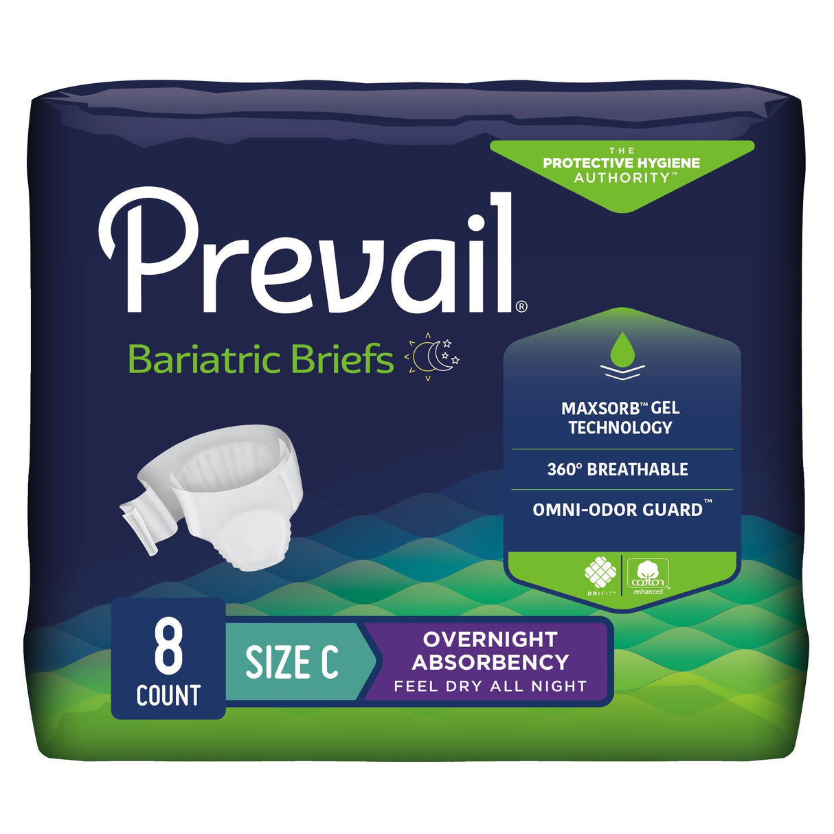 Unisex Adult Incontinence Brief Prevail® Bariatric Bariatric Size C Disposable Heavy Absorbency - BeHope