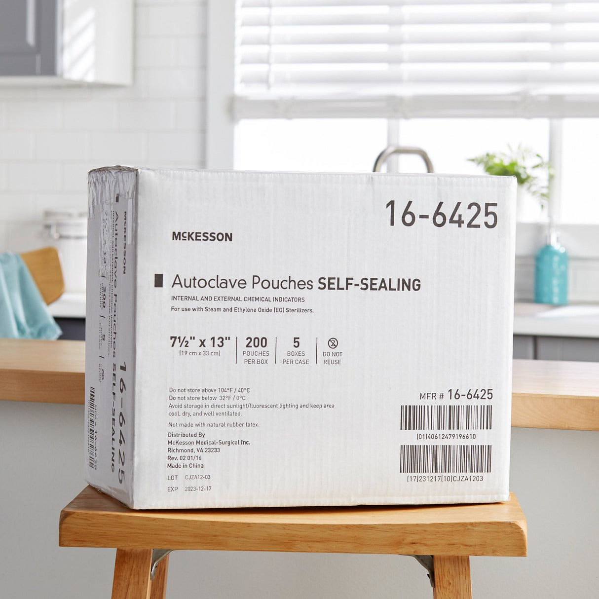 Sterilization Pouch McKesson Ethylene Oxide (EO) Gas / Steam 7-1/2 X 13 Inch Transparent Blue / White Self Seal Paper / Film - BeHope