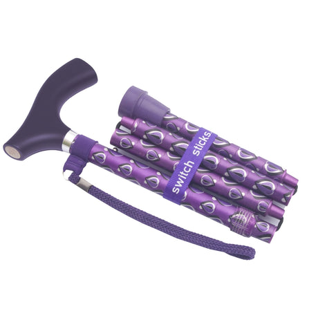 Folding Cane Switch Sticks Aluminum 32 to 37 Inch Height Viking Print - BeHope