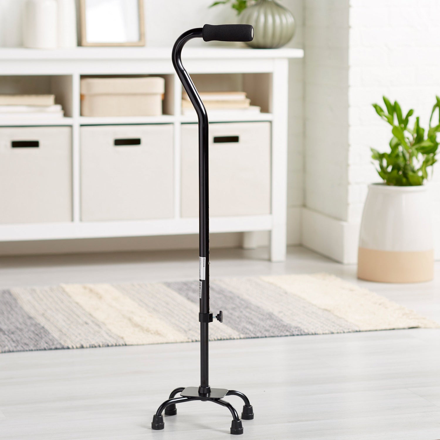 Small Base Quad Cane McKesson Steel 30 to 39 Inch Height Black - BeHope