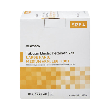 Elastic Net Retainer Dressing McKesson Tubular Elastic 10-1/2 Inch X 25 Yard (26.7 cm X 22.9 m) Size 4 White Large Hand / Medium Arm / Leg / Foot NonSterile - BeHope