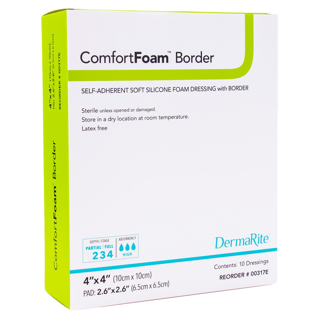 Foam Dressing ComfortFoam™ Border 4 X 4 Inch With Border Waterproof Backing Silicone Adhesive Square Sterile - BeHope