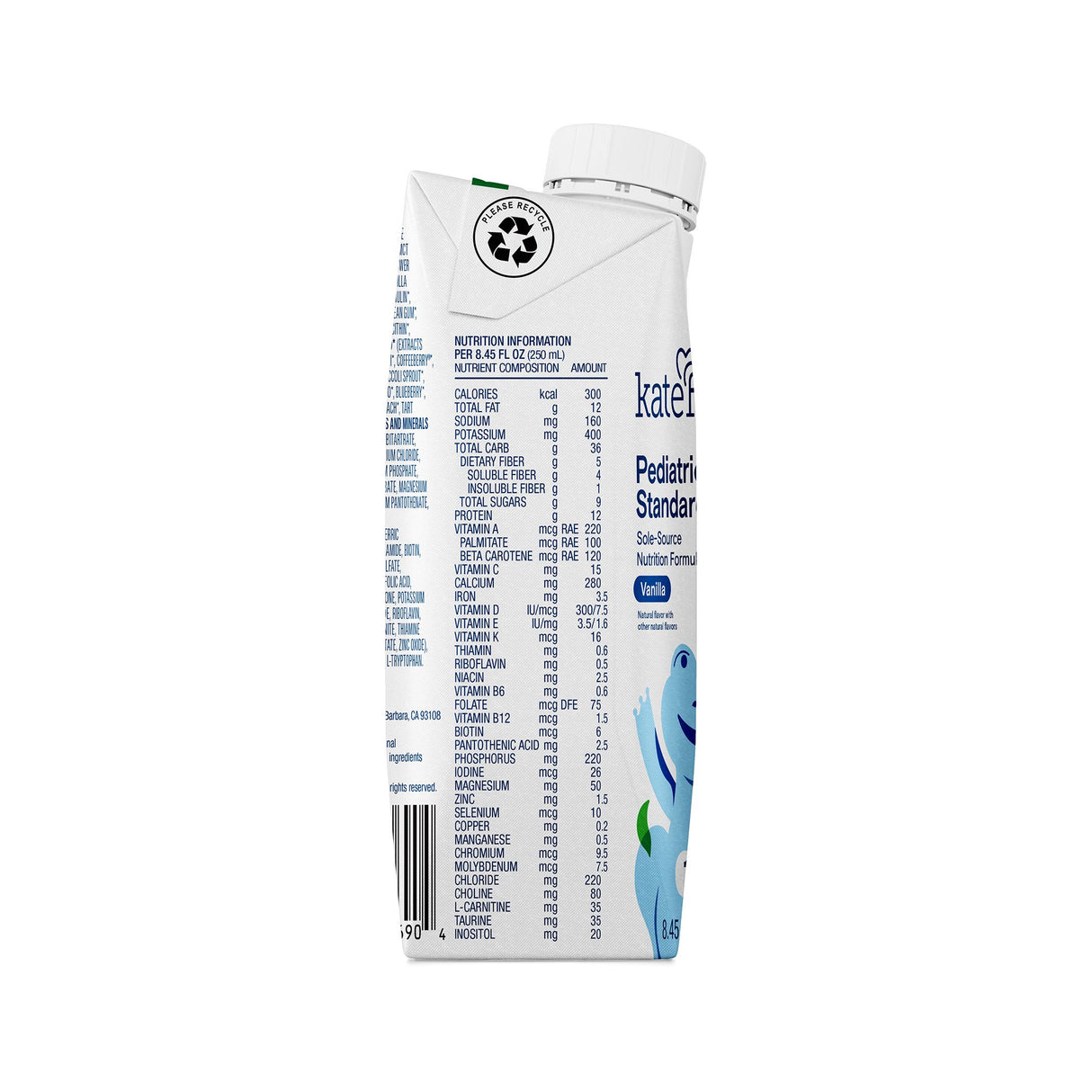 Pediatric Oral Supplement Kate Farms Pediatric Standard 1.2 Vanilla Flavor 8.45 oz. Carton Liquid Organic Pea Protein - BeHope