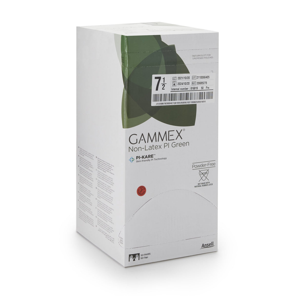 Surgical Glove GAMMEX® Non-Latex PI Green Size 7.5 Sterile Polyisoprene Standard Cuff Length Micro-Textured Light Green Chemo Tested - BeHope