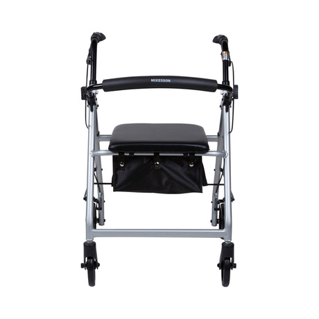 4 Wheel Rollator McKesson Silver Adjustable Height / Folding Aluminum Frame - BeHope
