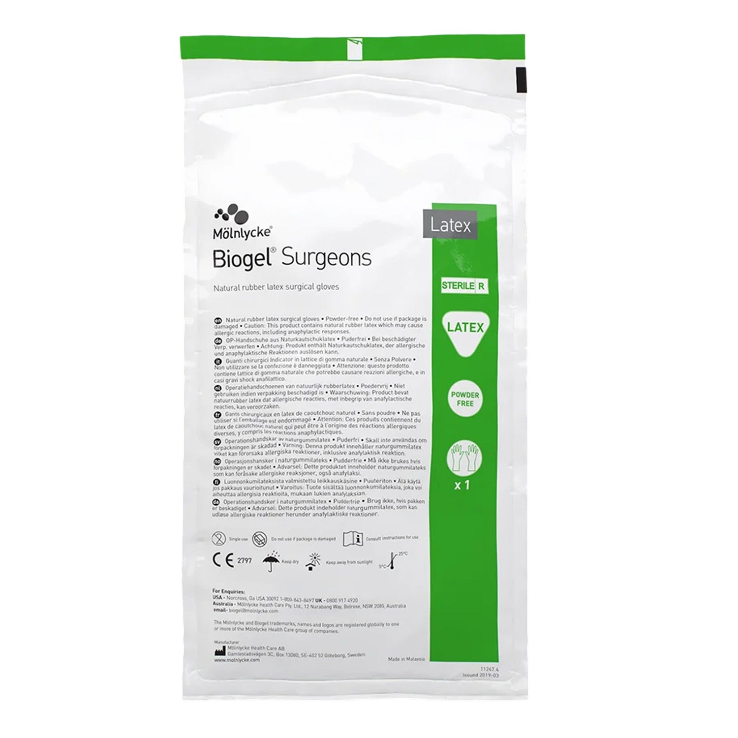 Surgical Glove Biogel® Surgeons Size 8.5 Sterile Latex Standard Cuff Length Micro-Textured Straw Not Chemo Approved - BeHope