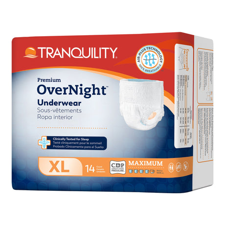 Unisex Adult Absorbent Underwear Tranquility® Premium OverNight™ Pull On with Tear Away Seams X-Large Disposable Heavy Absorbency - BeHope