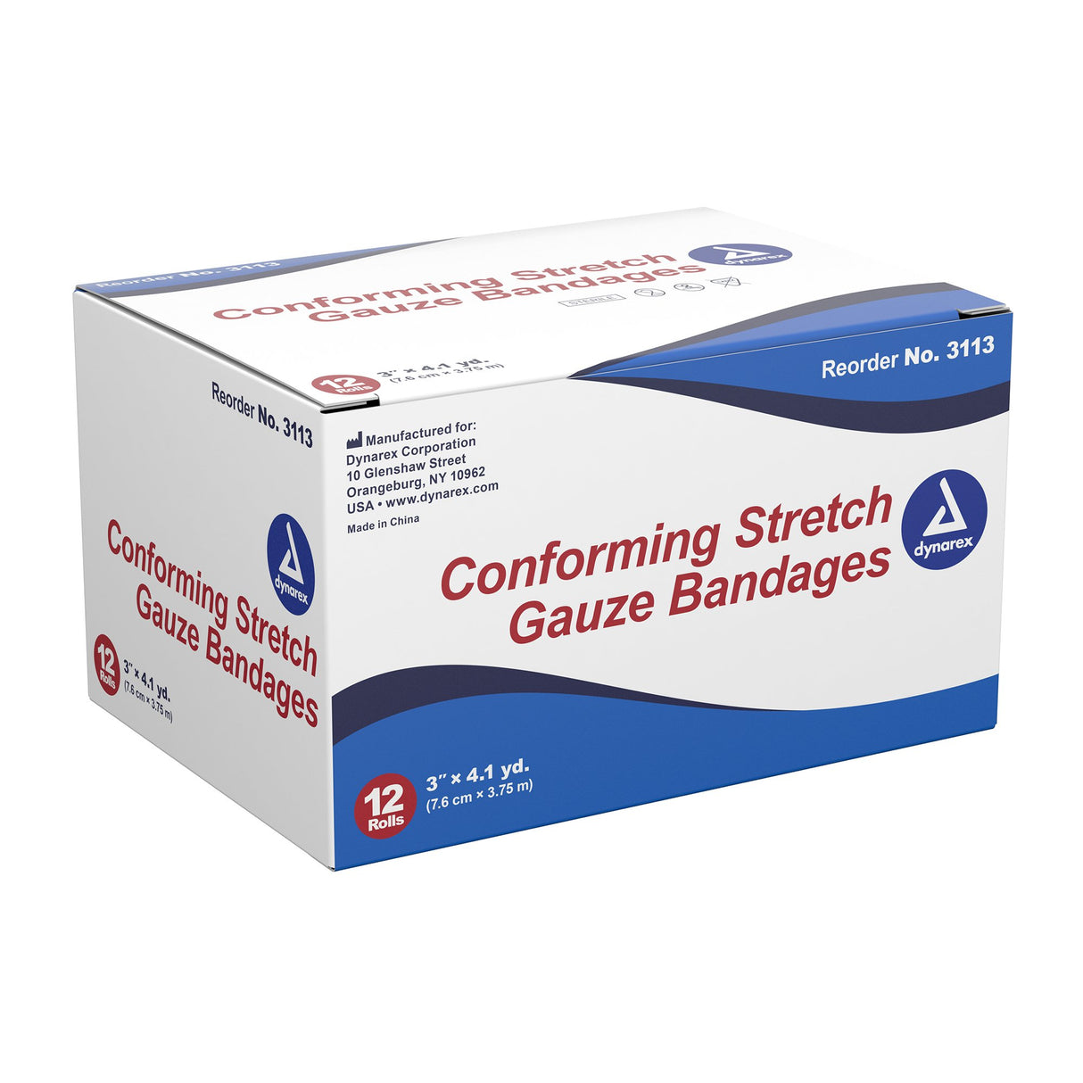 Conforming Bandage Dynarex® 3 Inch X 4-1/10 Yard 1-Ply Sterile 1 per Pouch - BeHope