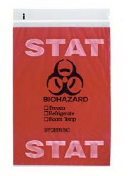 Specimen Transport Bag with Document Pouch 6 X 9 Inch Zip Closure STAT / Biohazard Symbol NonSterile - BeHope