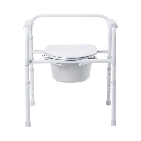 3-in-1 Commode Chair McKesson Fixed Arms Steel Frame Back Bar 13-1/2 Inch Seat Width 350 lbs. Weight Capacity - BeHope