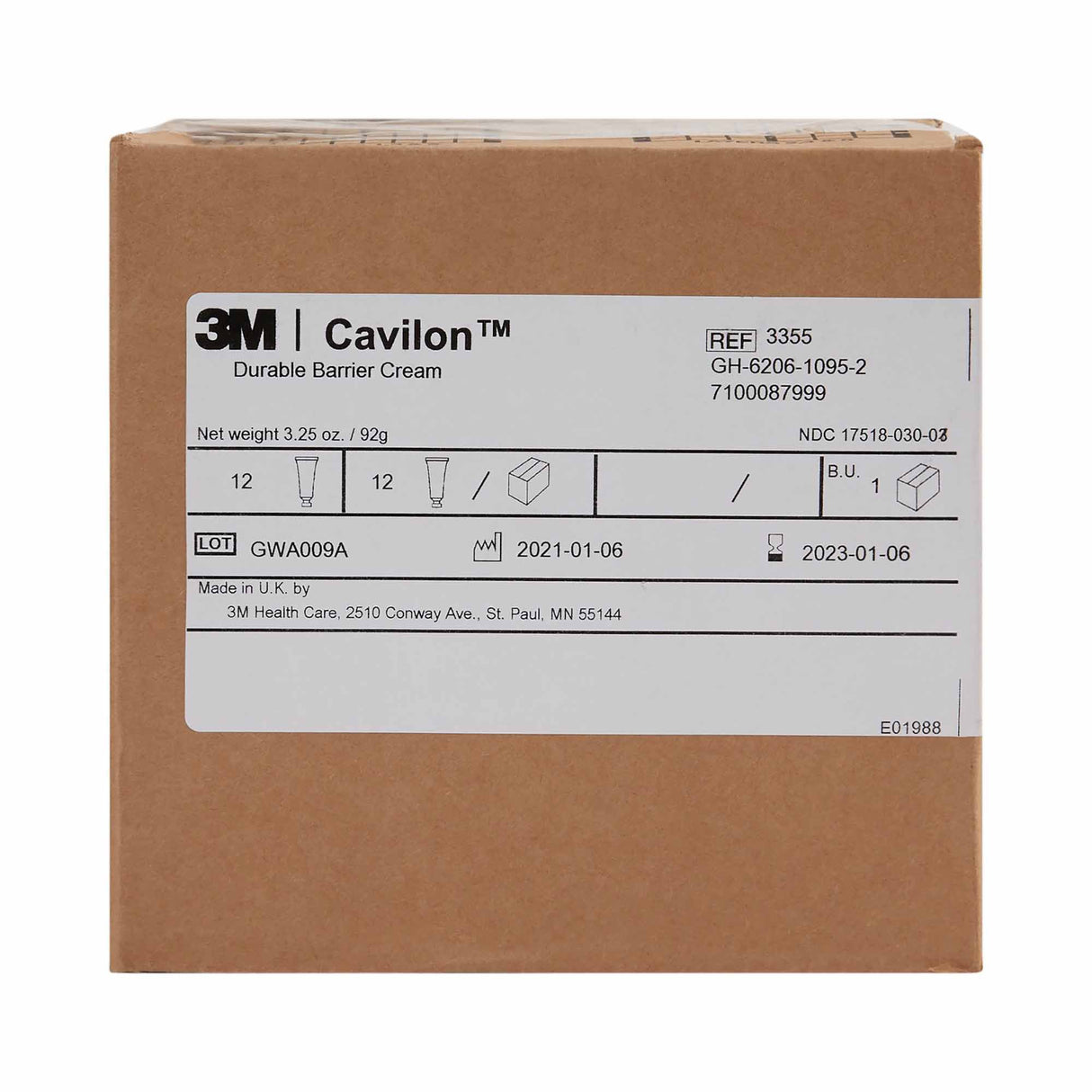 Skin Protectant 3M™ Cavilon™ 3.25 oz. Tube Unscented Cream CHG Compatible - BeHope