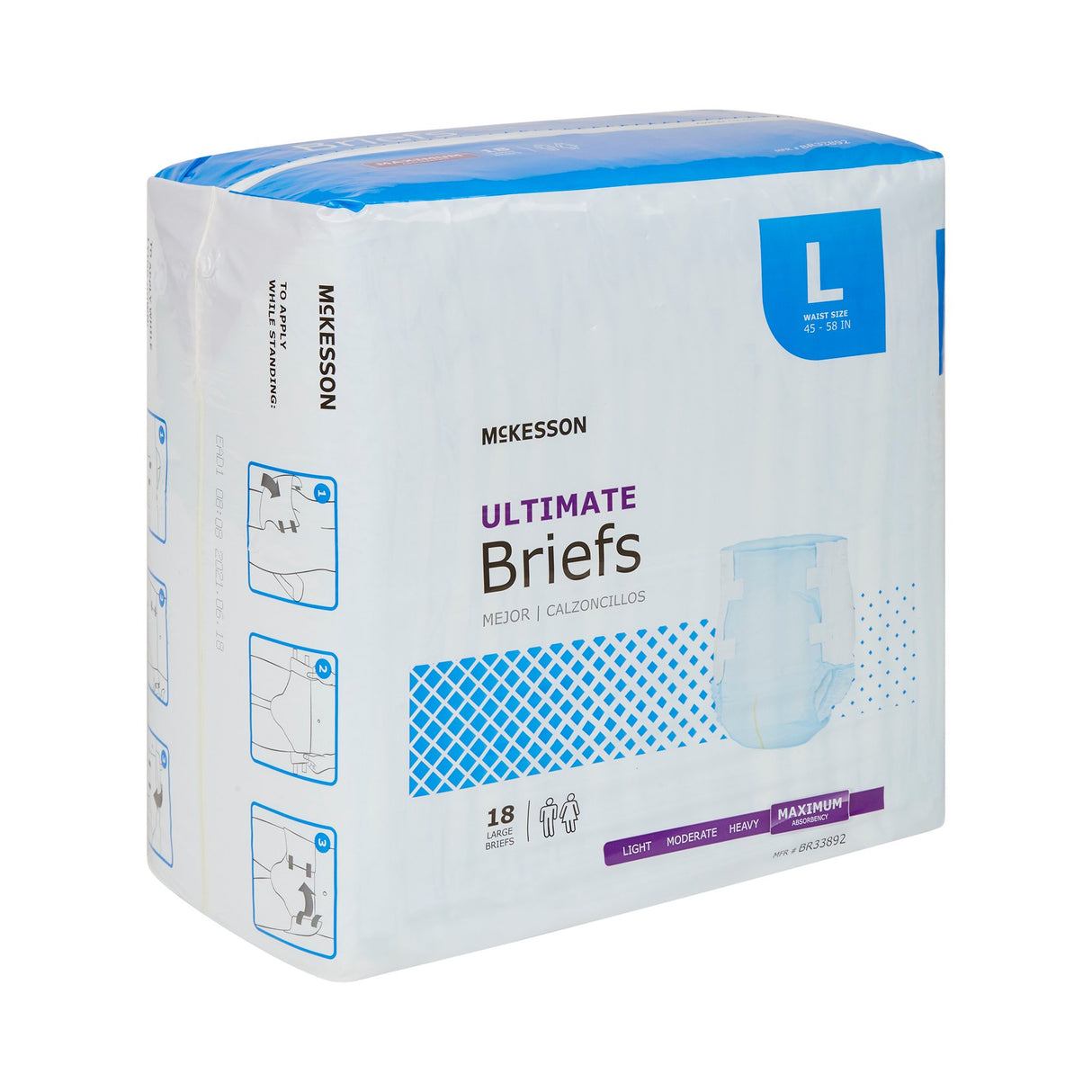 Unisex Adult Incontinence Brief McKesson Large Disposable Heavy Absorbency - BeHope