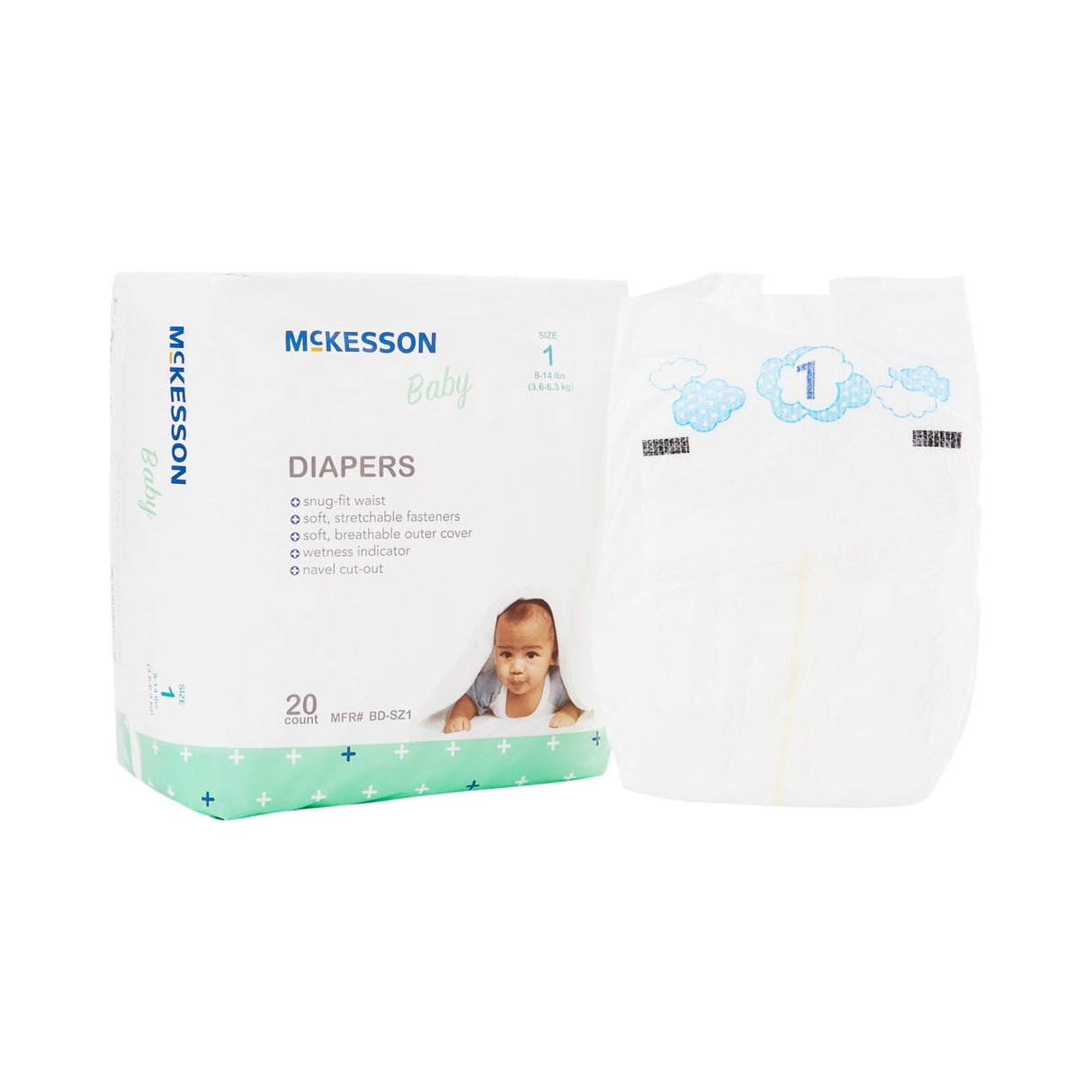 Unisex Baby Diaper McKesson Size 1 Disposable Heavy Absorbency - BeHope