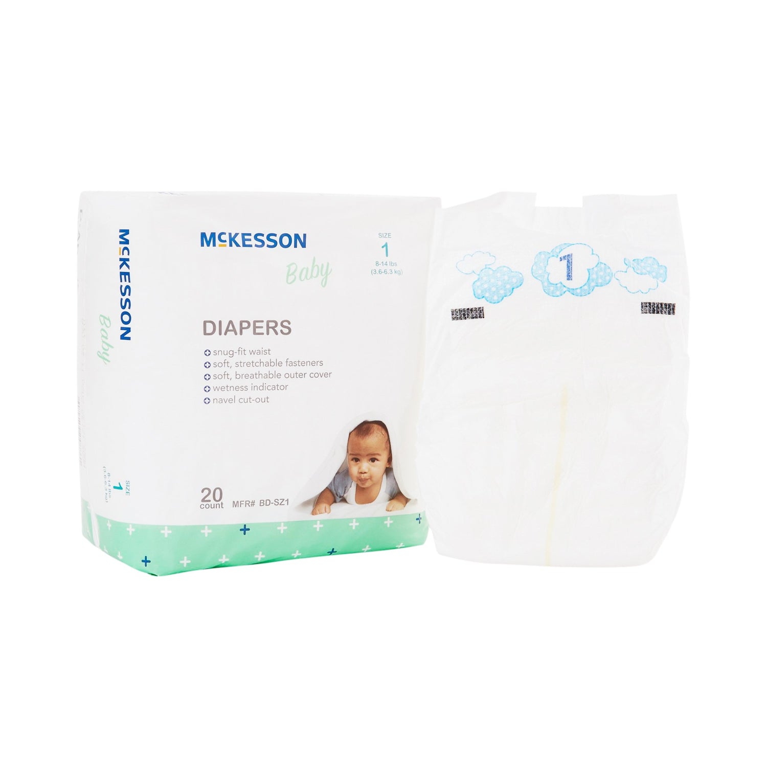 Unisex Baby Diaper McKesson Size 1 Disposable Heavy Absorbency - BeHope