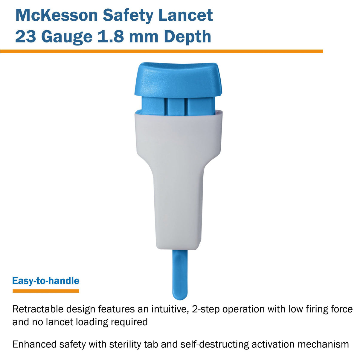 Safety Lancet McKesson 23 Gauge Retractable Push Button Activation Finger - BeHope
