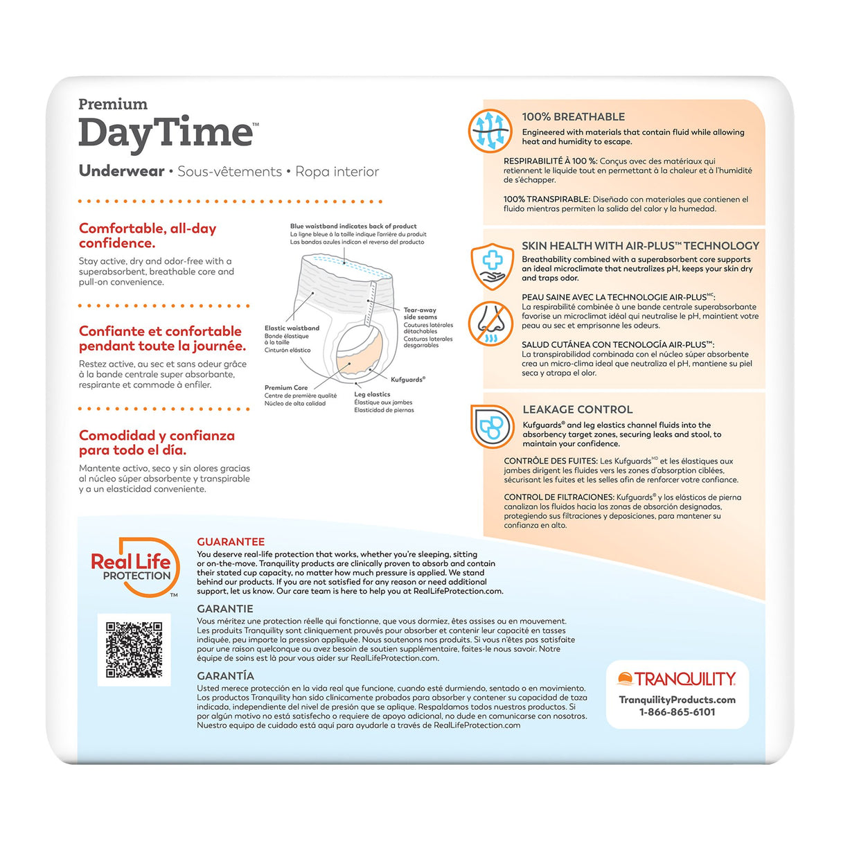 Unisex Adult Absorbent Underwear Tranquility® Premium DayTime™ Pull On with Tear Away Seams 2X-Large Disposable Heavy Absorbency - BeHope