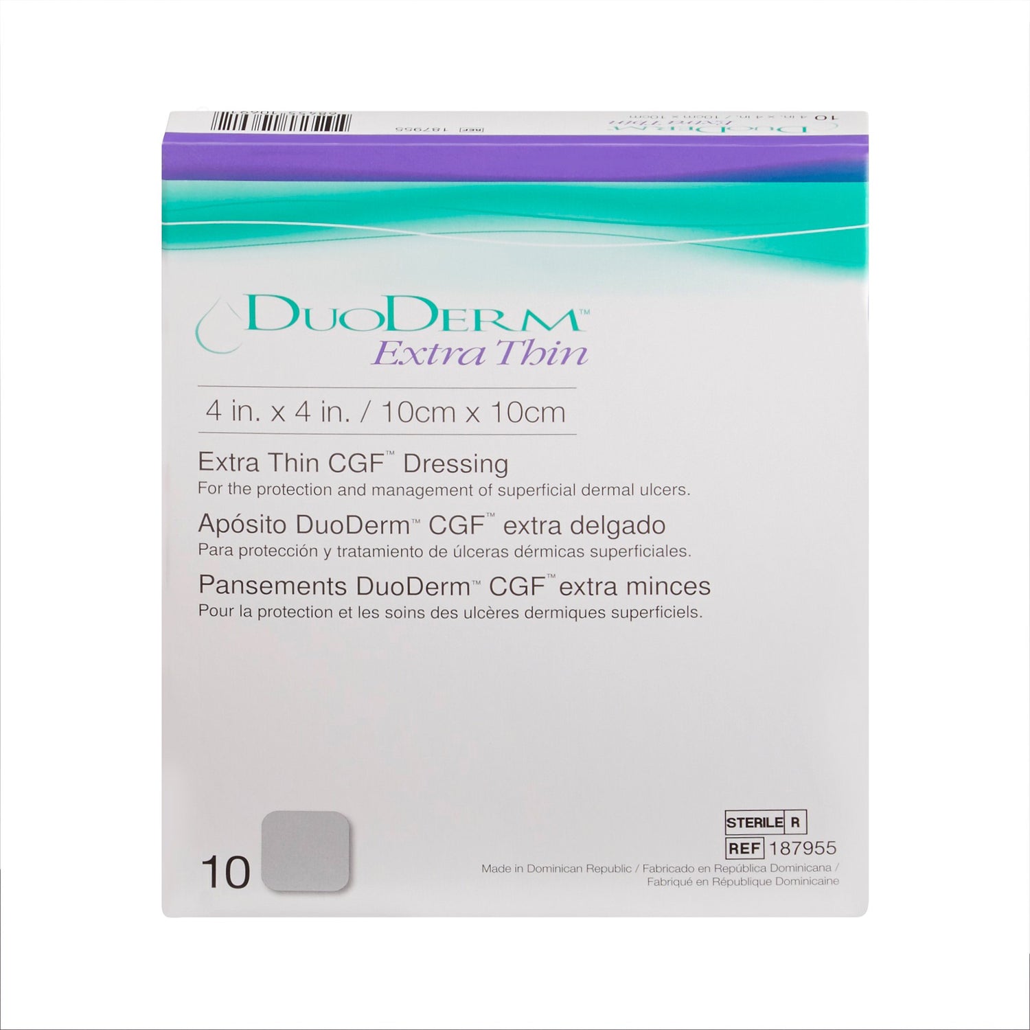 Thin Hydrocolloid Dressing DuoDERM® Extra Thin CGF® Film Backing 4 X 4 Inch Square Hydrocolloid / Film - BeHope