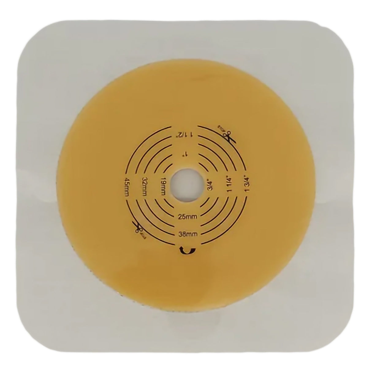 Ostomy Barrier Trim to Fit, Standard Wear Flexible Tape 57 mm Flange Red Code System Up to 1-3/4 Inch Opening 5 X 5 Inch - BeHope