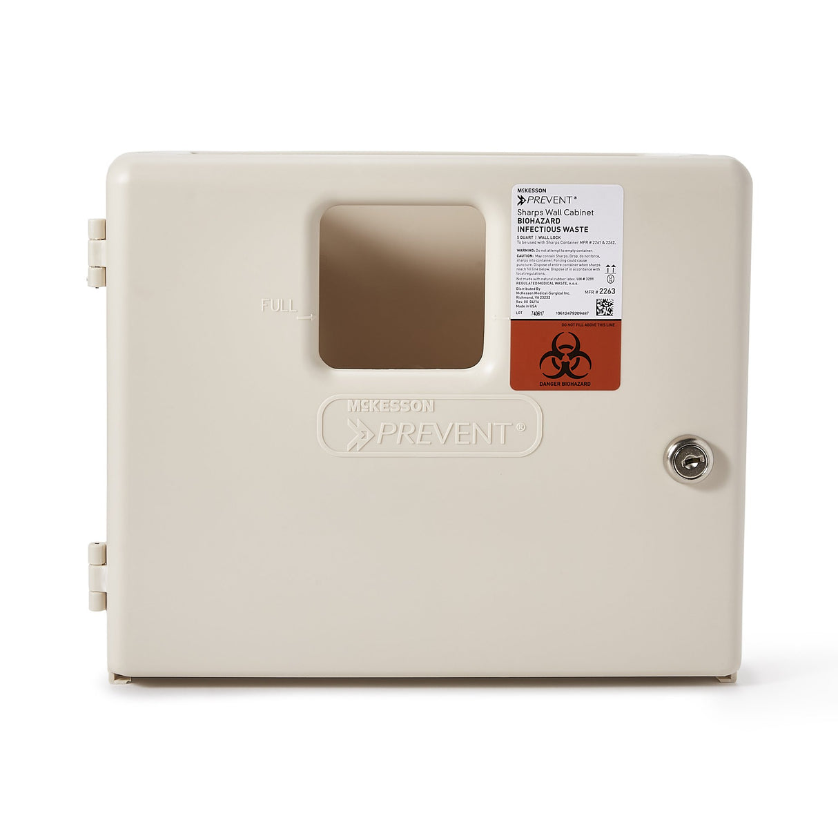 Sharps Container Cabinet / Wall Enclosure McKesson Prevent® High Impact Polystyrene Wall Mount Locking - BeHope